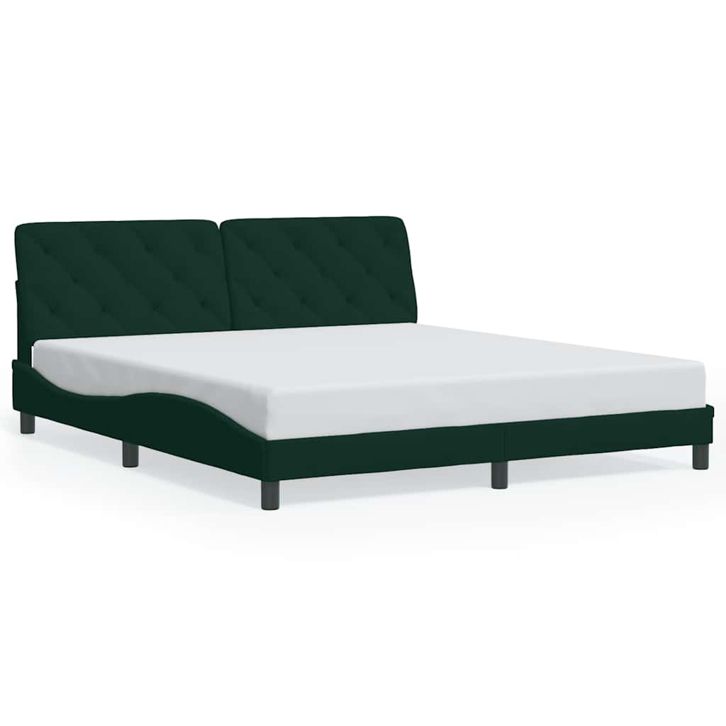 Cadre de lit avec LED sans matelas vert foncé 180x200 cm velours