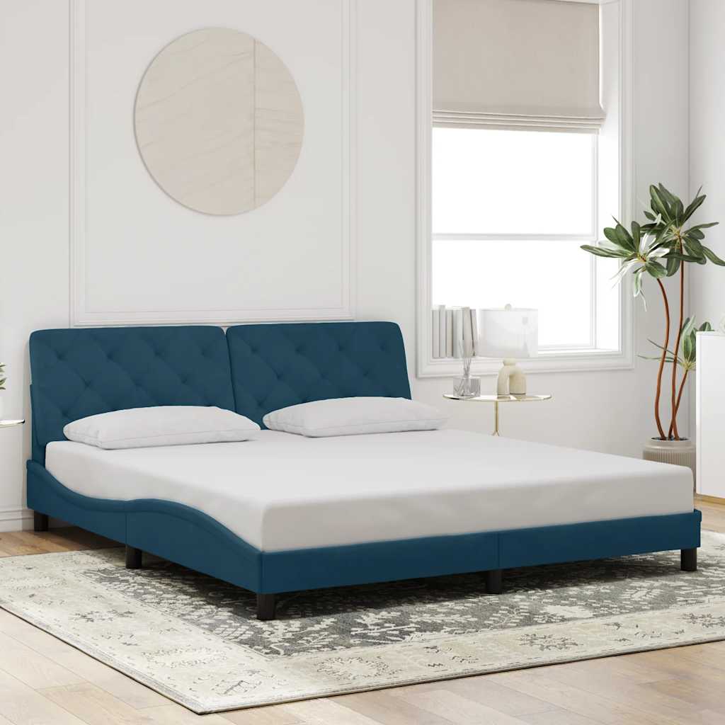 Cadre de lit avec LED sans matelas bleu 180x200 cm velours - XIOS