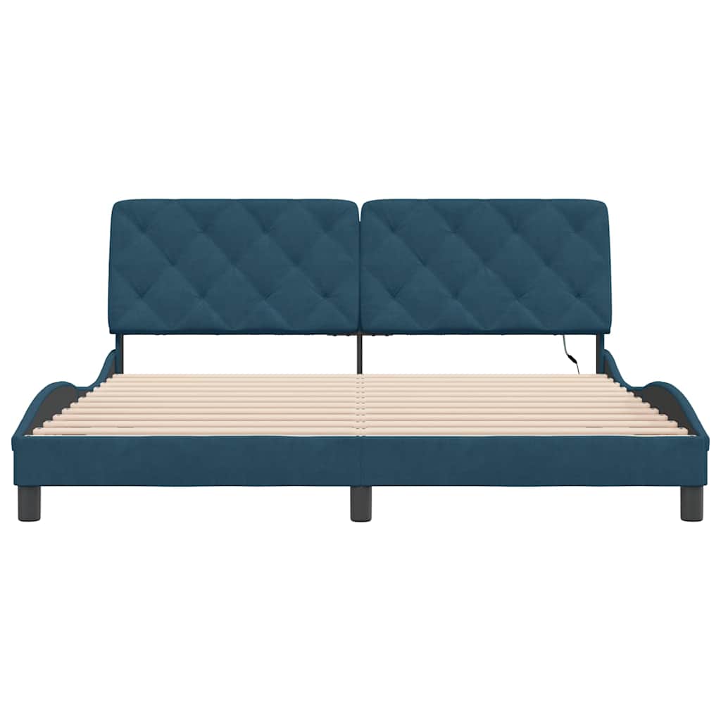 Cadre de lit avec LED sans matelas bleu 180x200 cm velours - XIOS
