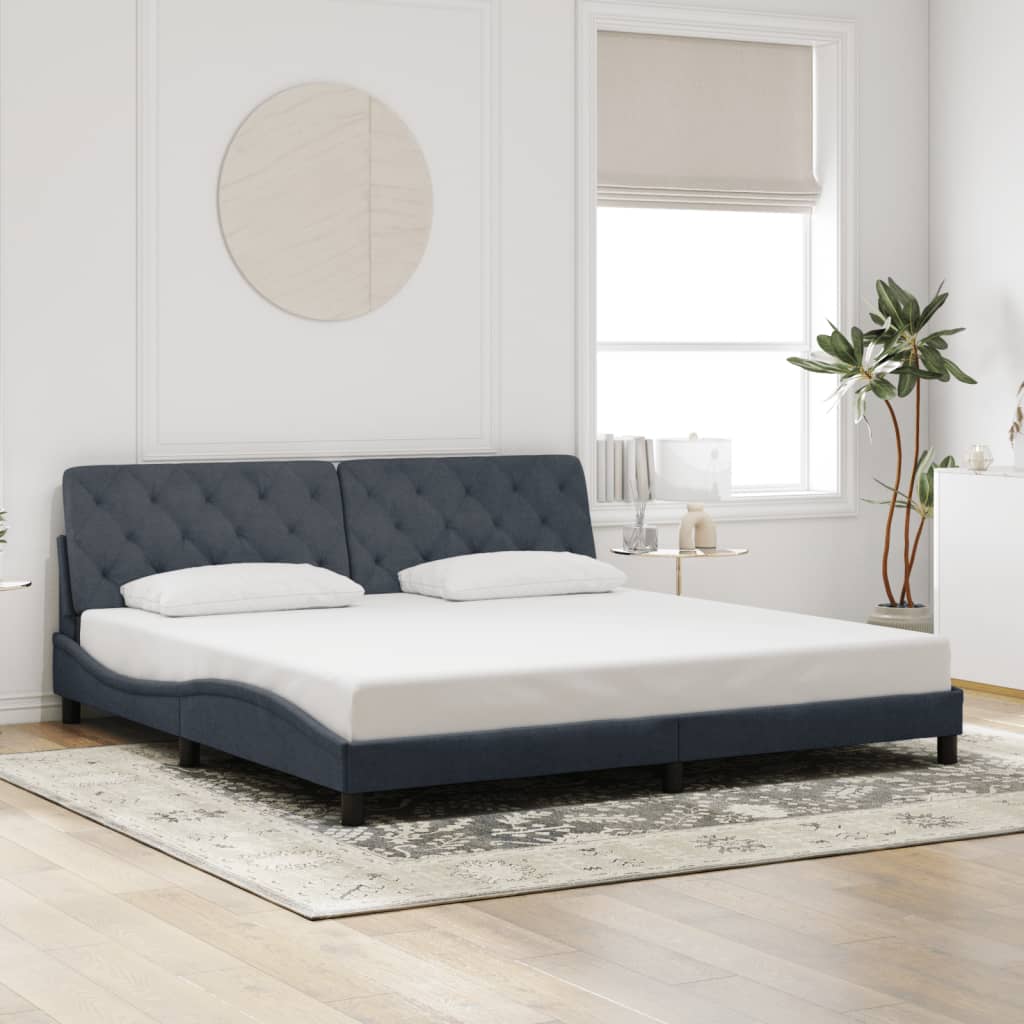 Cadre de lit avec LED sans matelas gris foncé 200x200 cm velours - XIOS