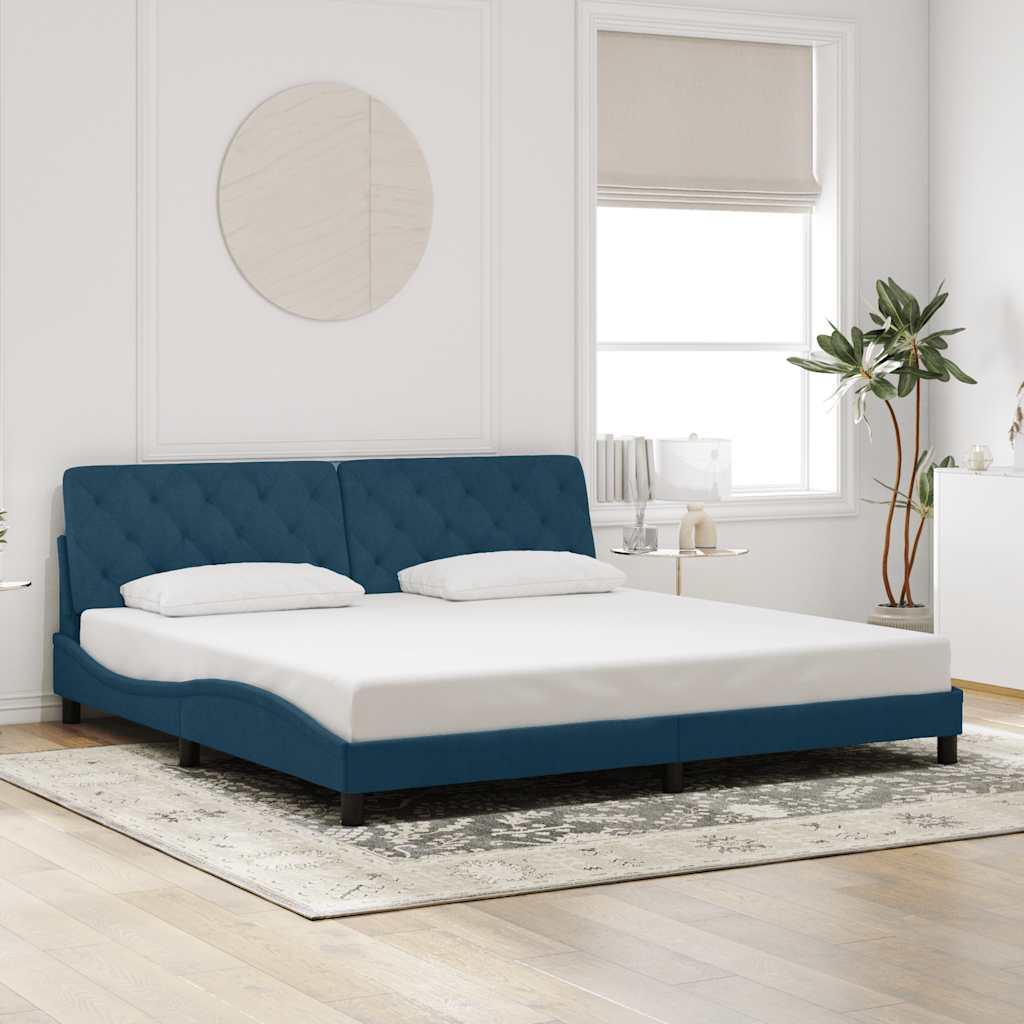 Cadre de lit avec LED sans matelas bleu 200x200 cm velours