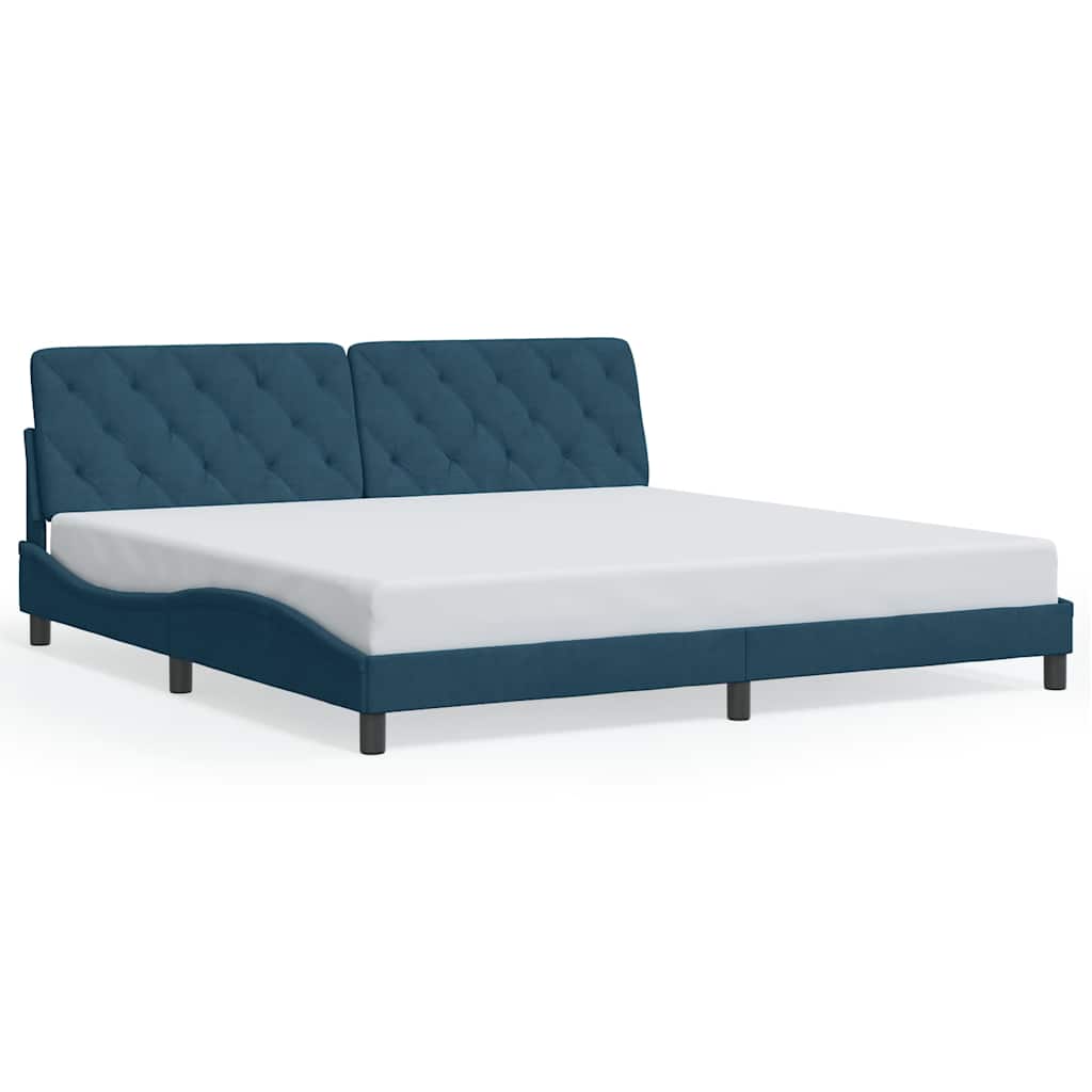 Cadre de lit avec LED sans matelas bleu 200x200 cm velours