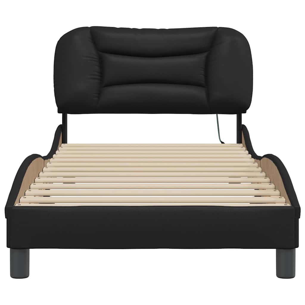 Cadre de lit avec LED sans matelas Hvar noir 80x200 cm