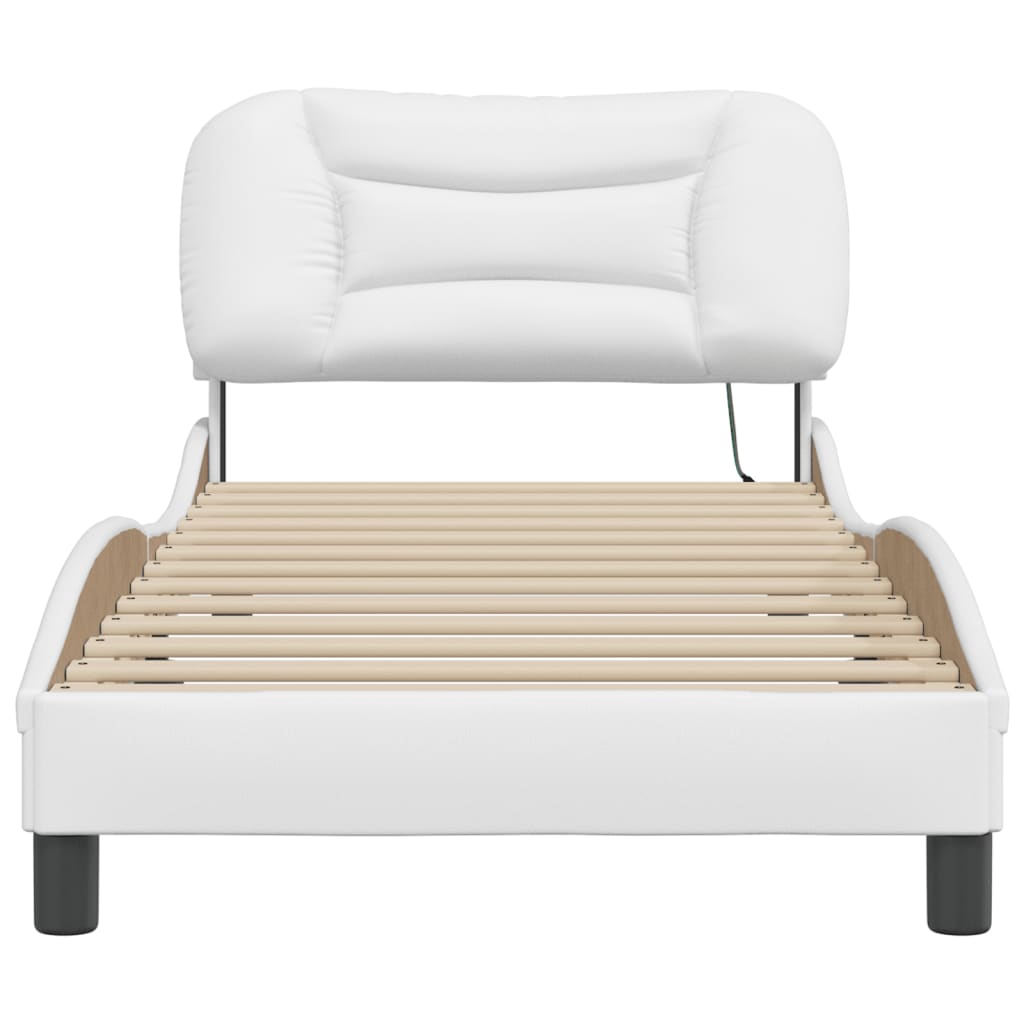 Cadre de lit avec LED sans matelas Hvar blanc 80x200 cm