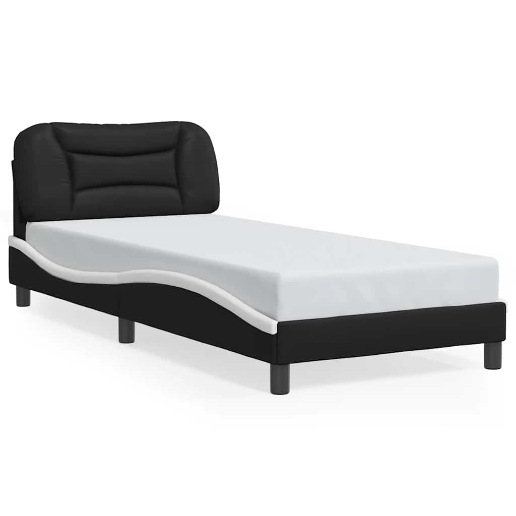 Cadre de lit avec LED sans matelas Hvar noir et blanc 80x200 cm