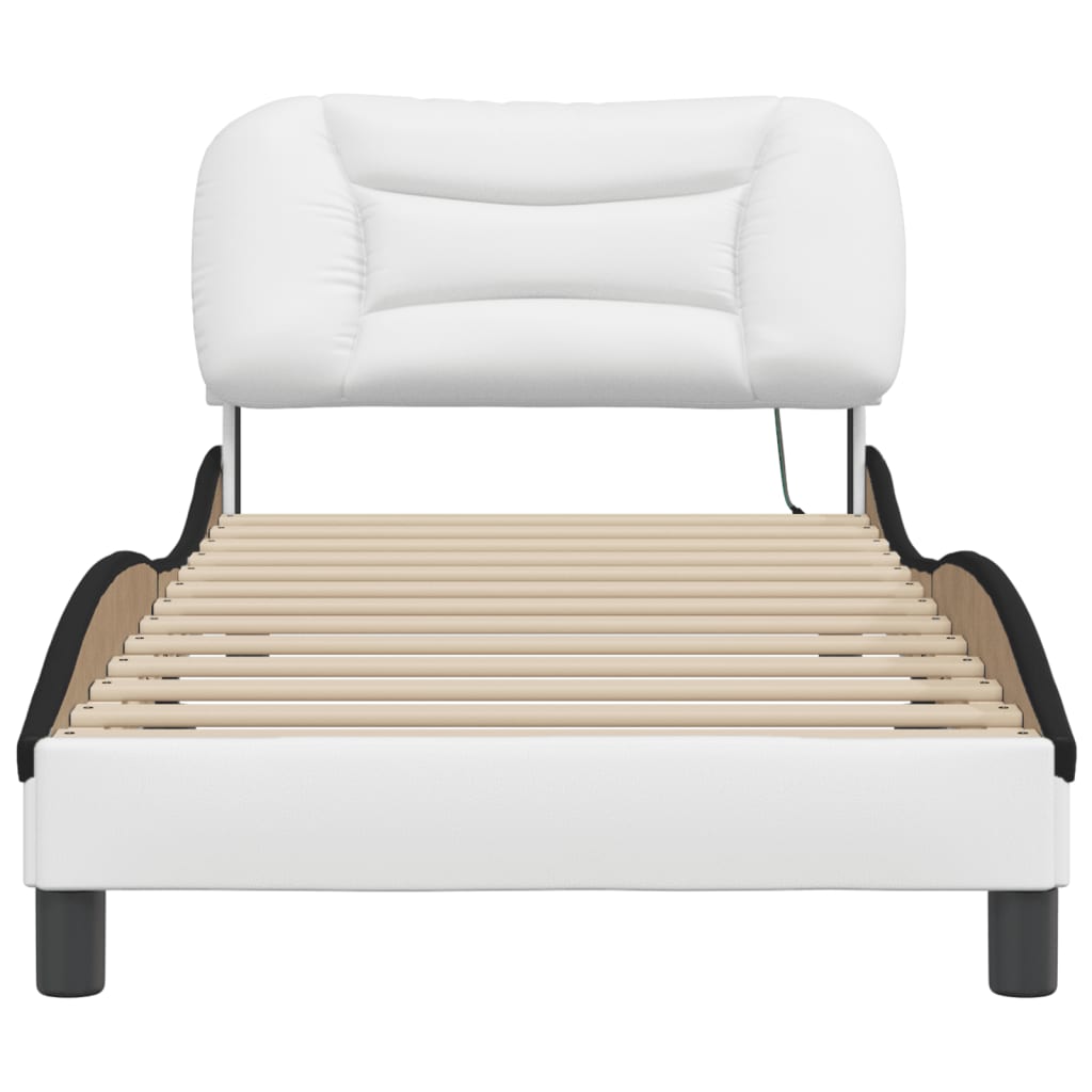 Cadre de lit avec LED sans matelas Hvar blanc et noir 80x200 cm
