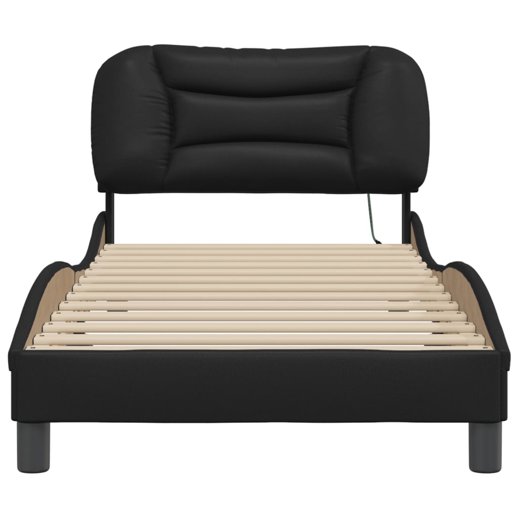 Cadre de lit avec LED sans matelas Hvar noir 90x190 cm