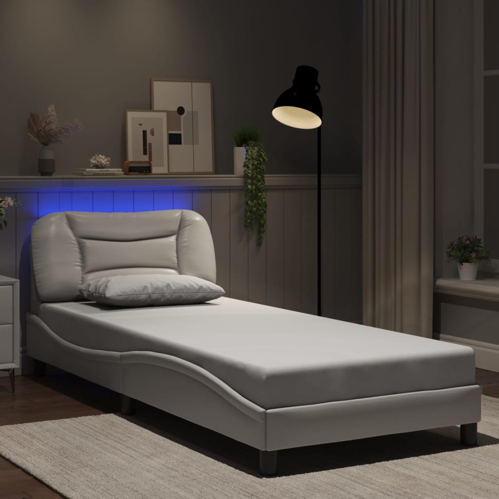Cadre de lit avec LED sans matelas Hvar blanc 90x190 cm - XIOS