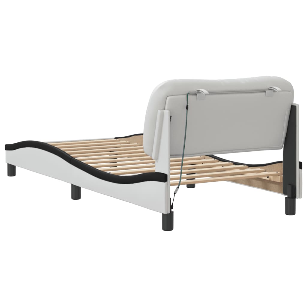 Cadre de lit avec LED sans matelas Hvar blanc et noir 90x190 cm