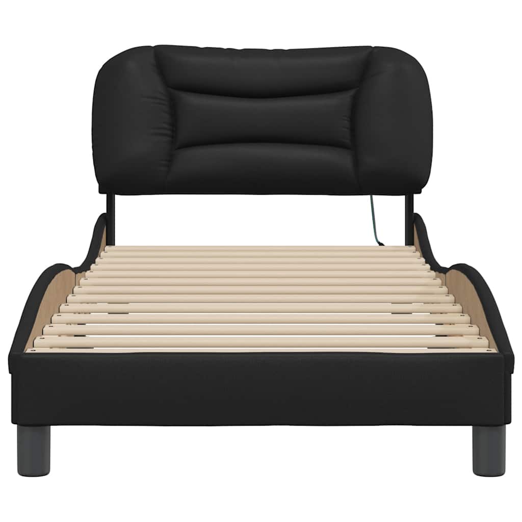 Cadre de lit avec LED sans matelas Hvar noir 90x200 cm
