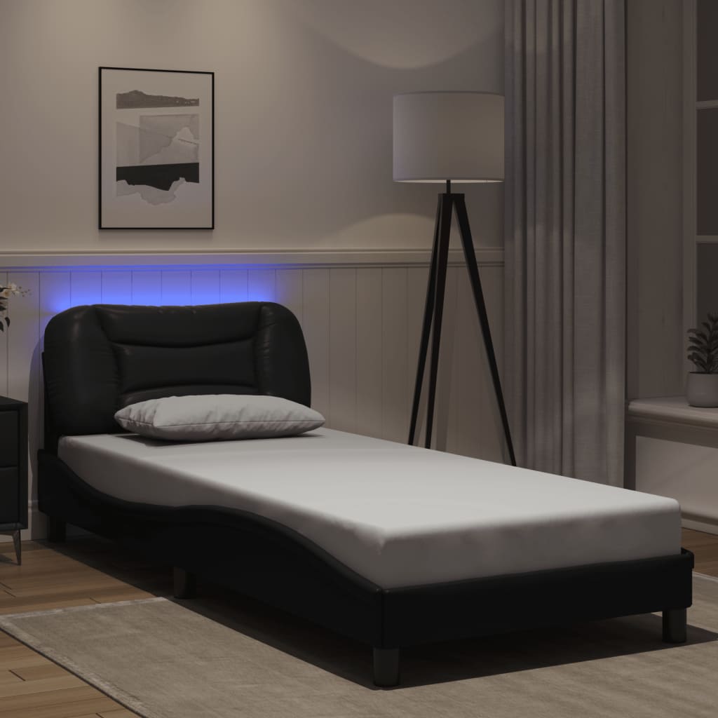 Cadre de lit avec LED sans matelas noir 90x200 cm - XIOS