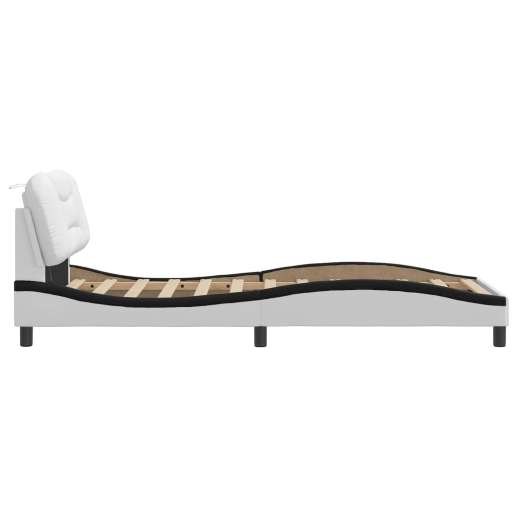 Cadre de lit avec LED sans matelas Hvar blanc et noir 90x200 cm - XIOS