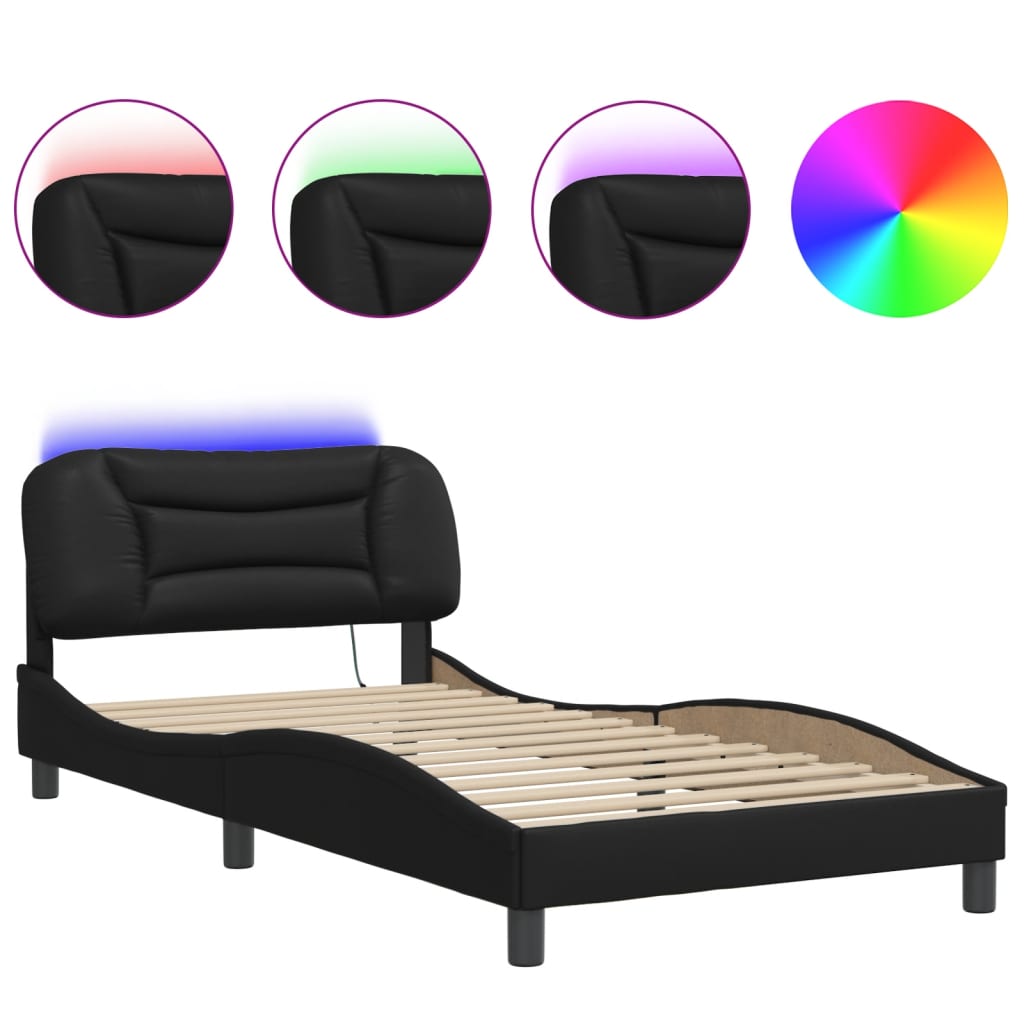 Cadre de lit avec LED sans matelas noir 100x200 cm - XIOS