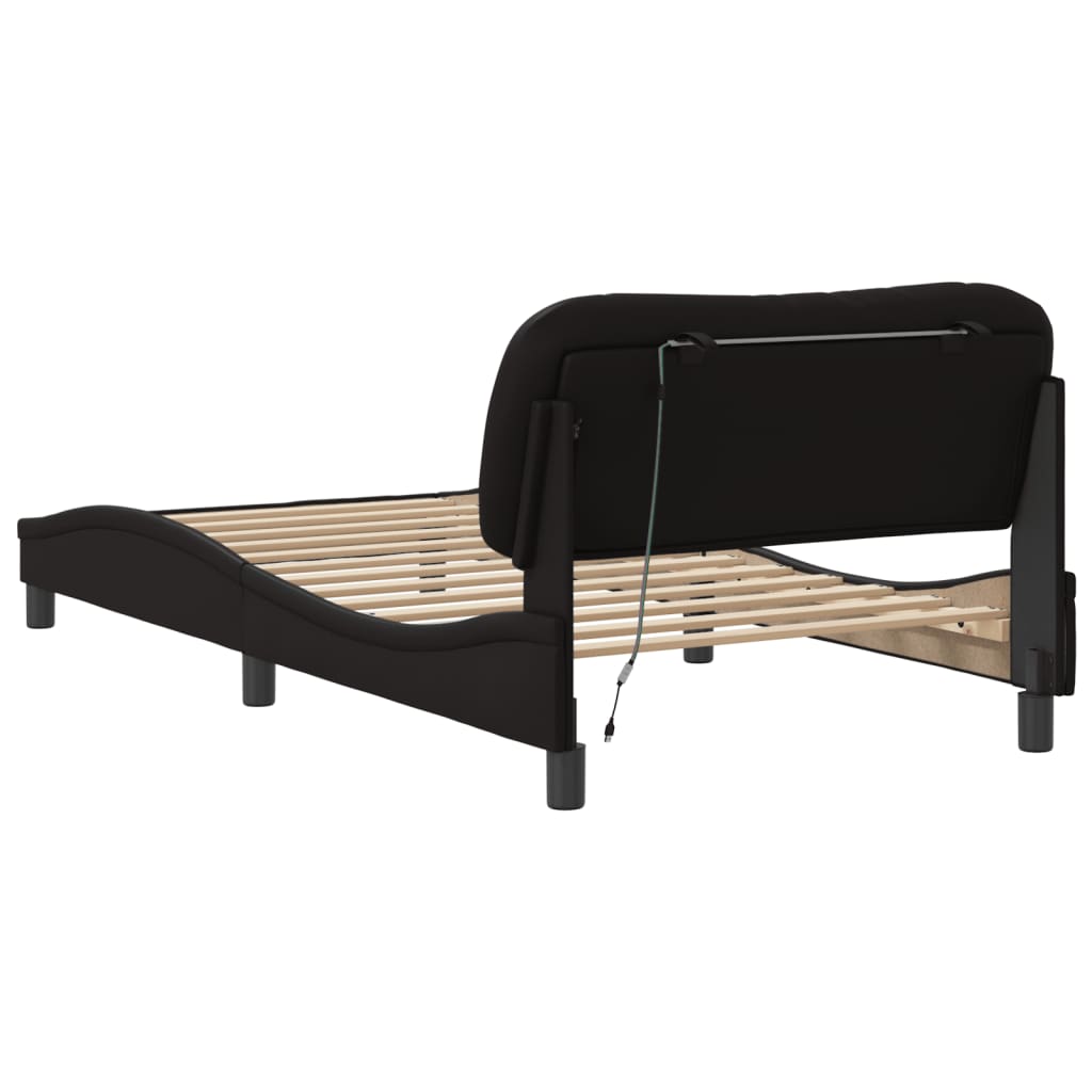 Cadre de lit avec LED sans matelas Hvar noir 100x200 cm