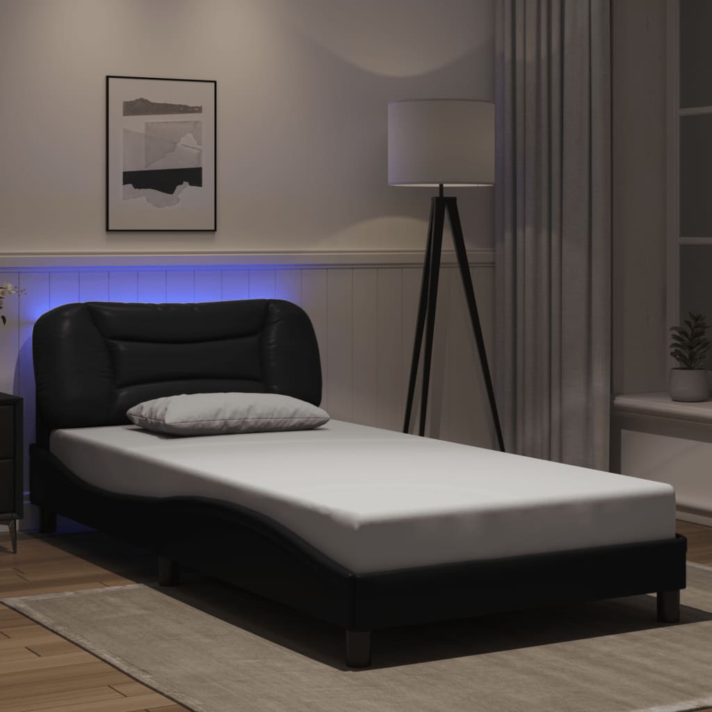 Cadre de lit avec LED sans matelas noir 100x200 cm - XIOS