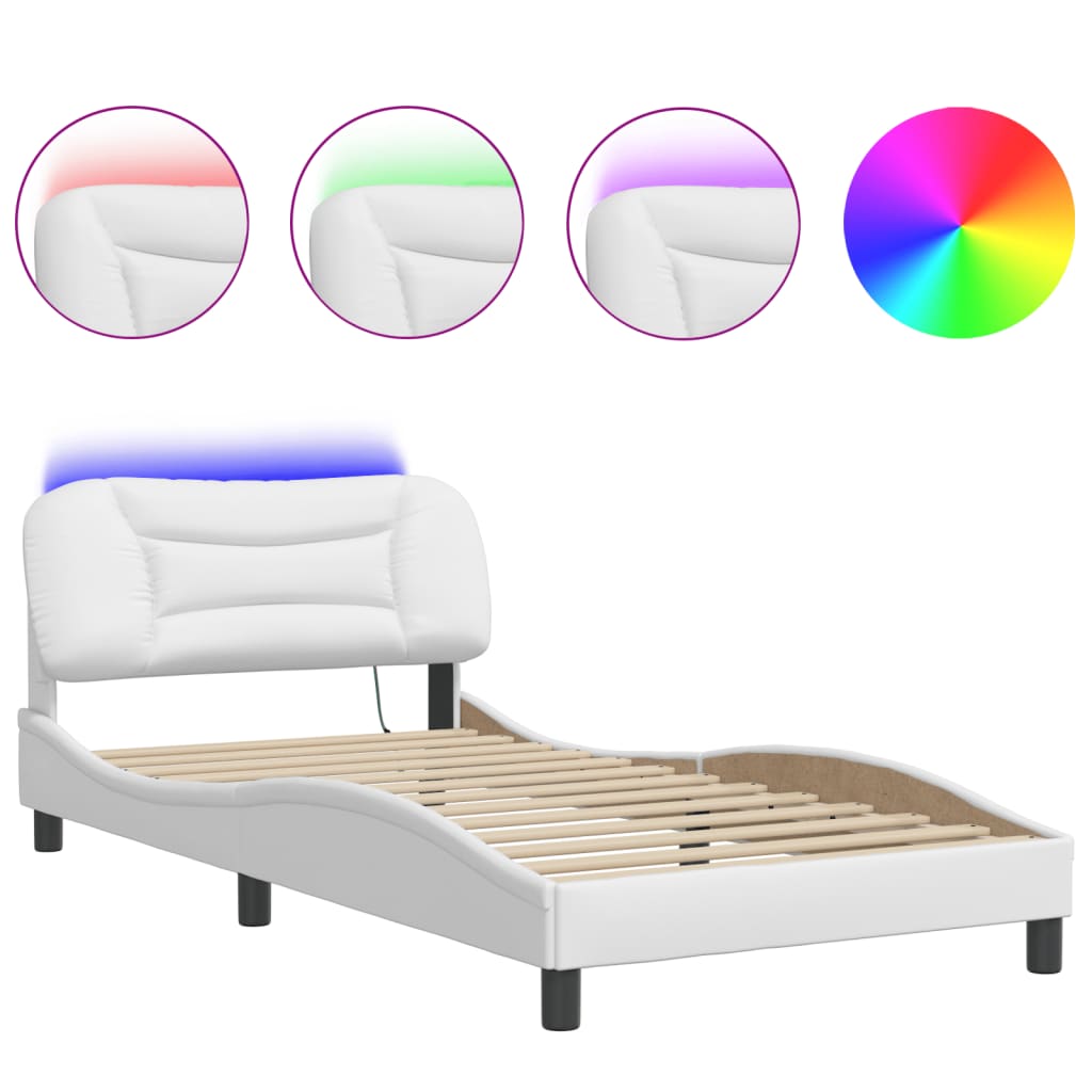 Cadre de lit avec LED sans matelas Hvar blanc 100x200 cm - XIOS