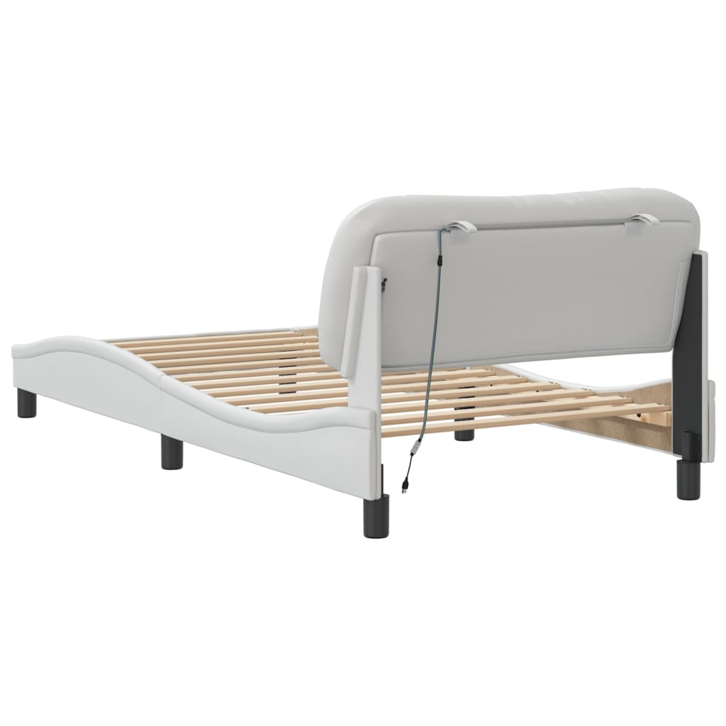 Cadre de lit avec LED sans matelas Hvar blanc 100x200 cm - XIOS