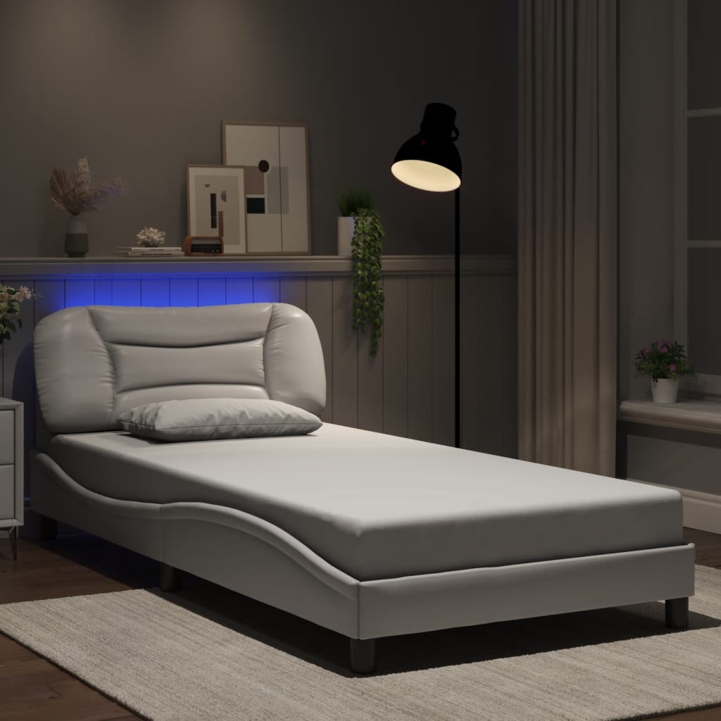 Cadre de lit avec LED sans matelas Hvar blanc 100x200 cm - XIOS