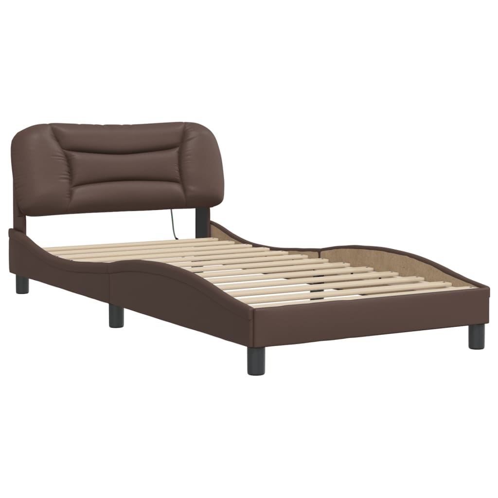 Cadre de lit avec LED sans matelas marron 100x200 cm - XIOS