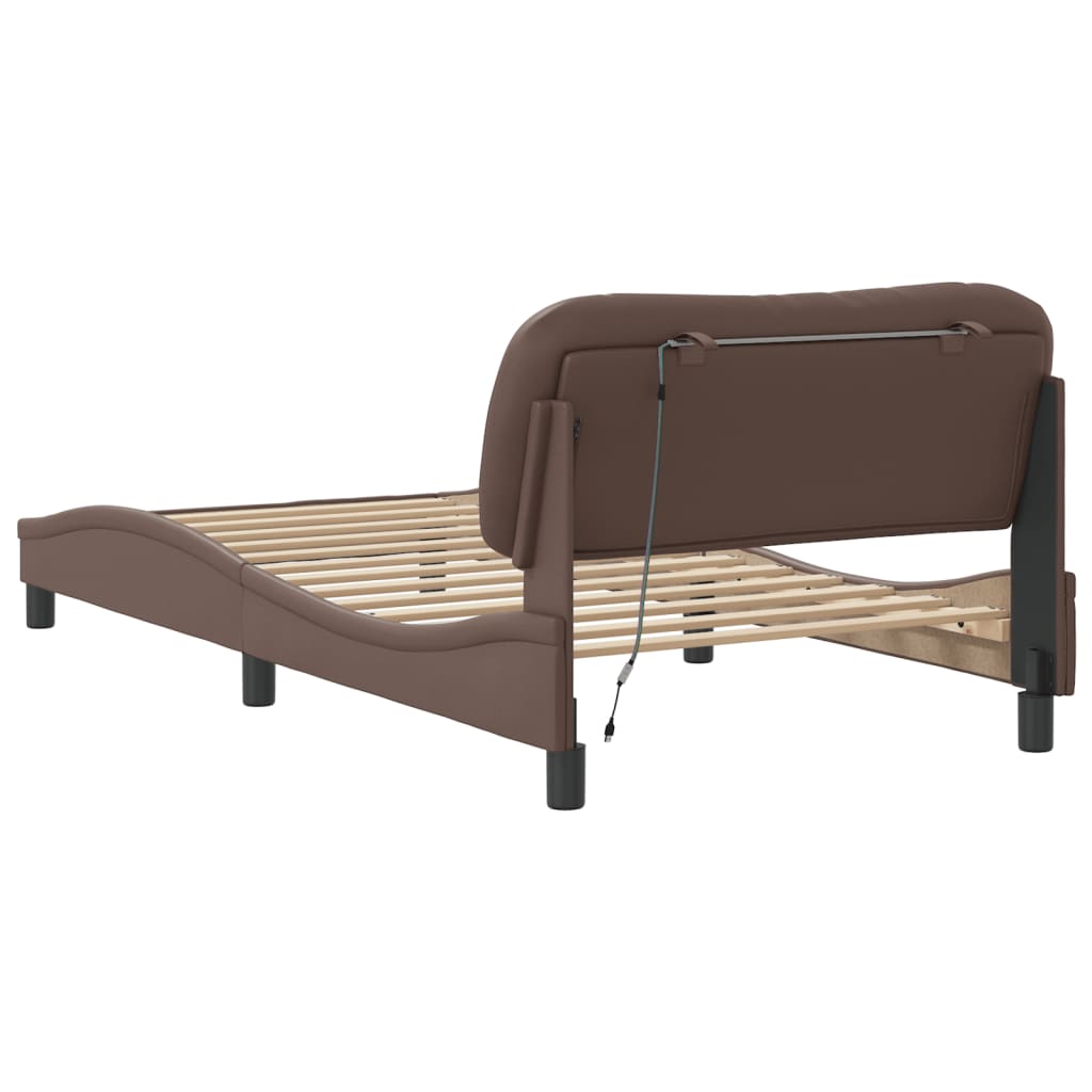 Cadre de lit avec LED sans matelas marron 100x200 cm - XIOS