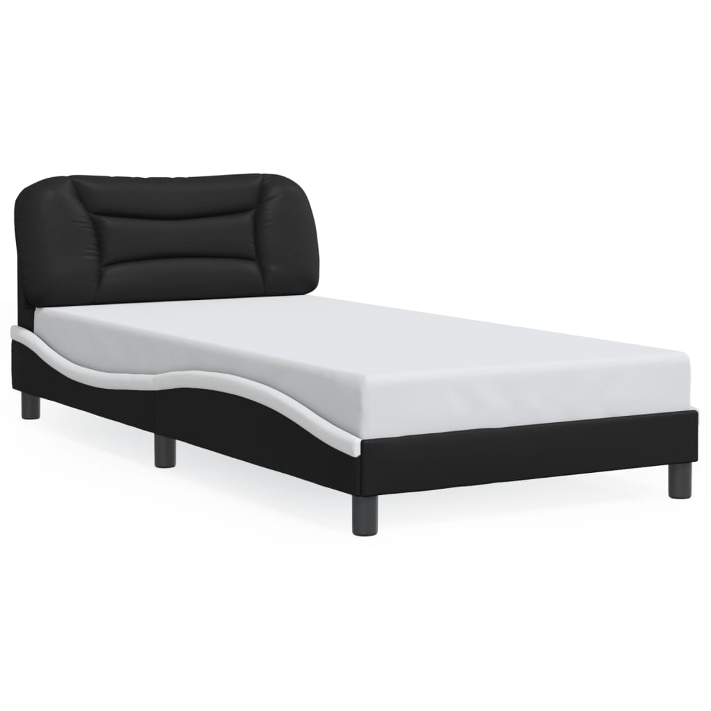 Cadre de lit avec LED sans matelas Hvar noir et blanc 100x200 cm