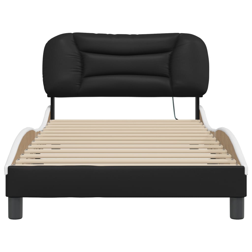 Cadre de lit avec LED sans matelas Hvar noir et blanc 100x200 cm