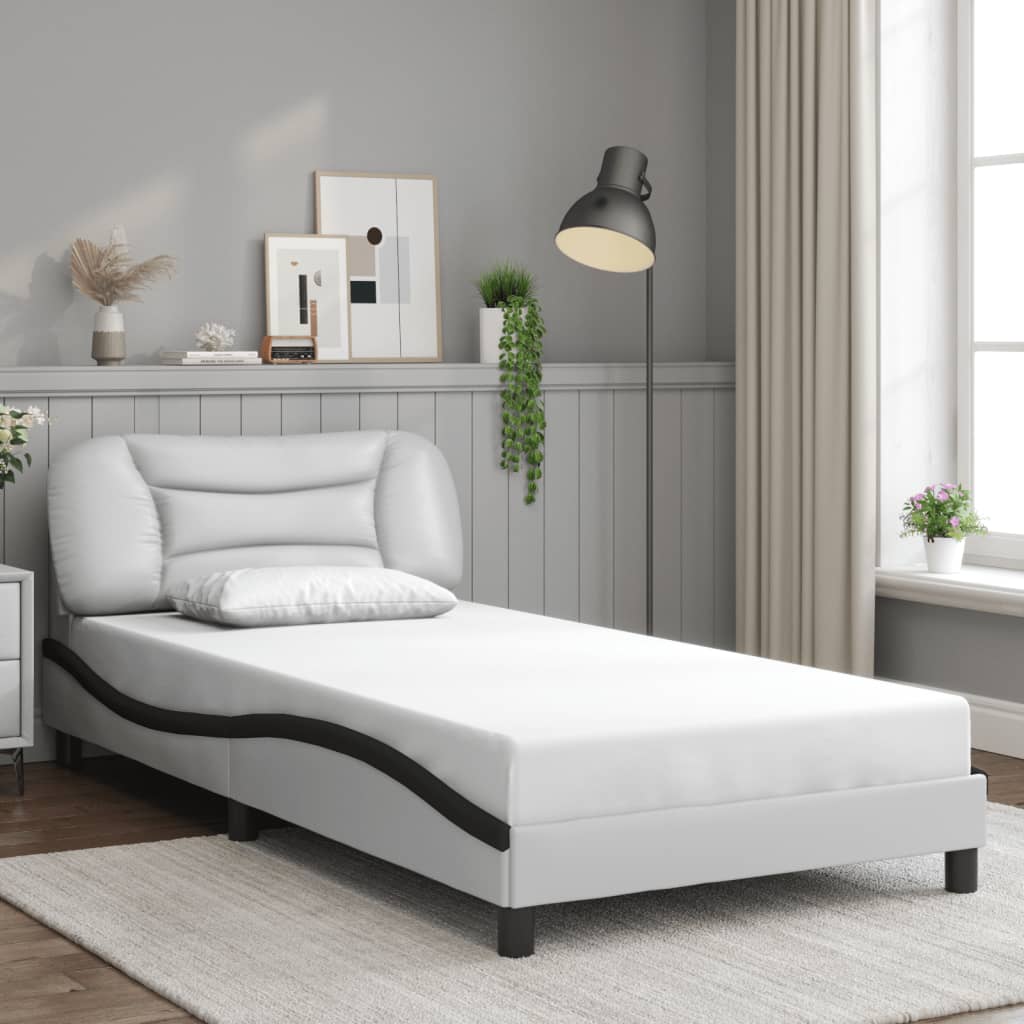 Cadre de lit avec LED sans matelas Hvar blanc et noir 100x200 cm