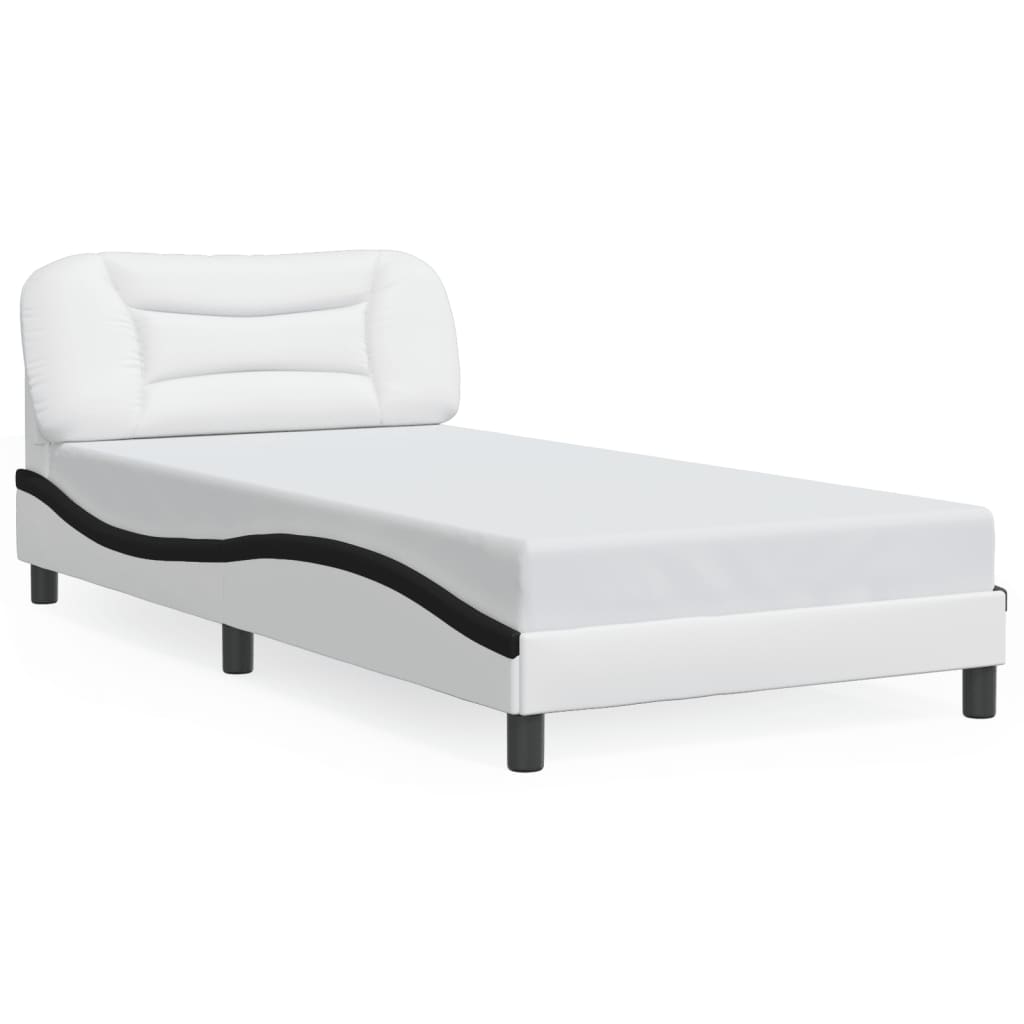 Cadre de lit avec LED sans matelas Hvar blanc et noir 100x200 cm