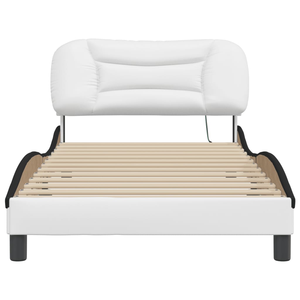 Cadre de lit avec LED sans matelas Hvar blanc et noir 100x200 cm