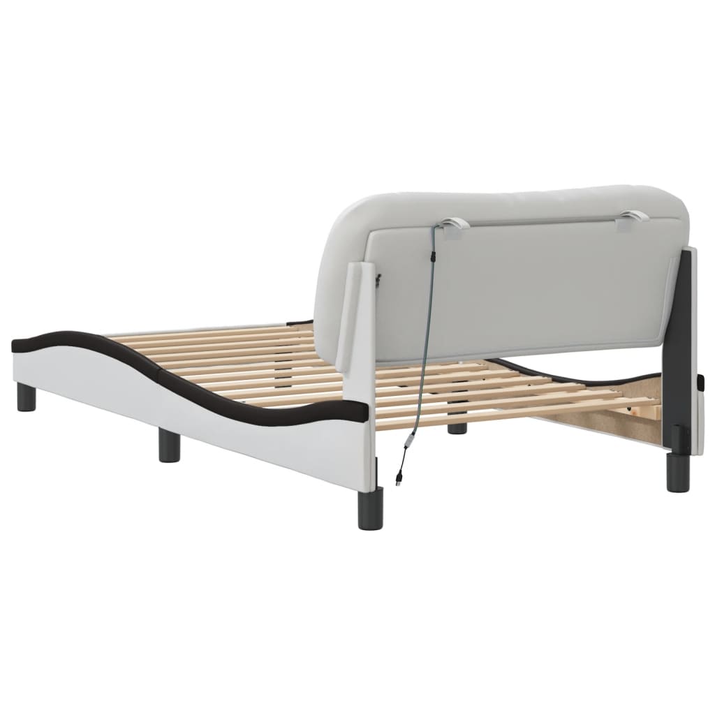 Cadre de lit avec LED sans matelas Hvar blanc et noir 100x200 cm