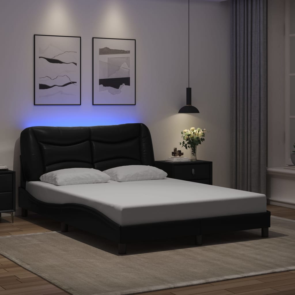 Cadre de lit avec LED sans matelas Hvar noir 120x200 cm