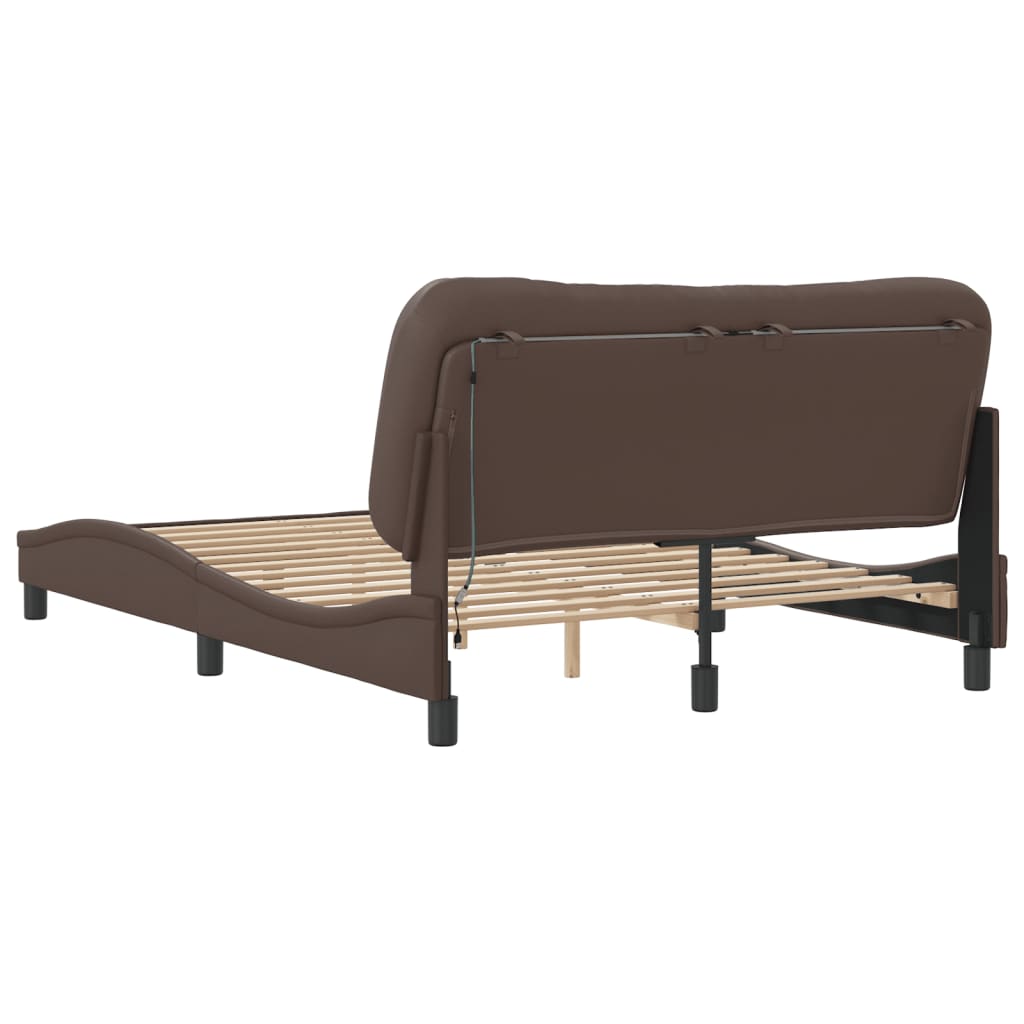 Cadre de lit avec LED sans matelas Hvar marron 120x200 cm