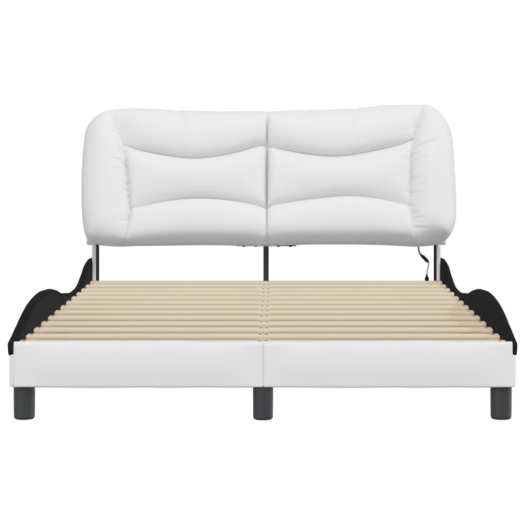 Cadre de lit avec LED sans matelas blanc et noir 120x200 cm - XIOS