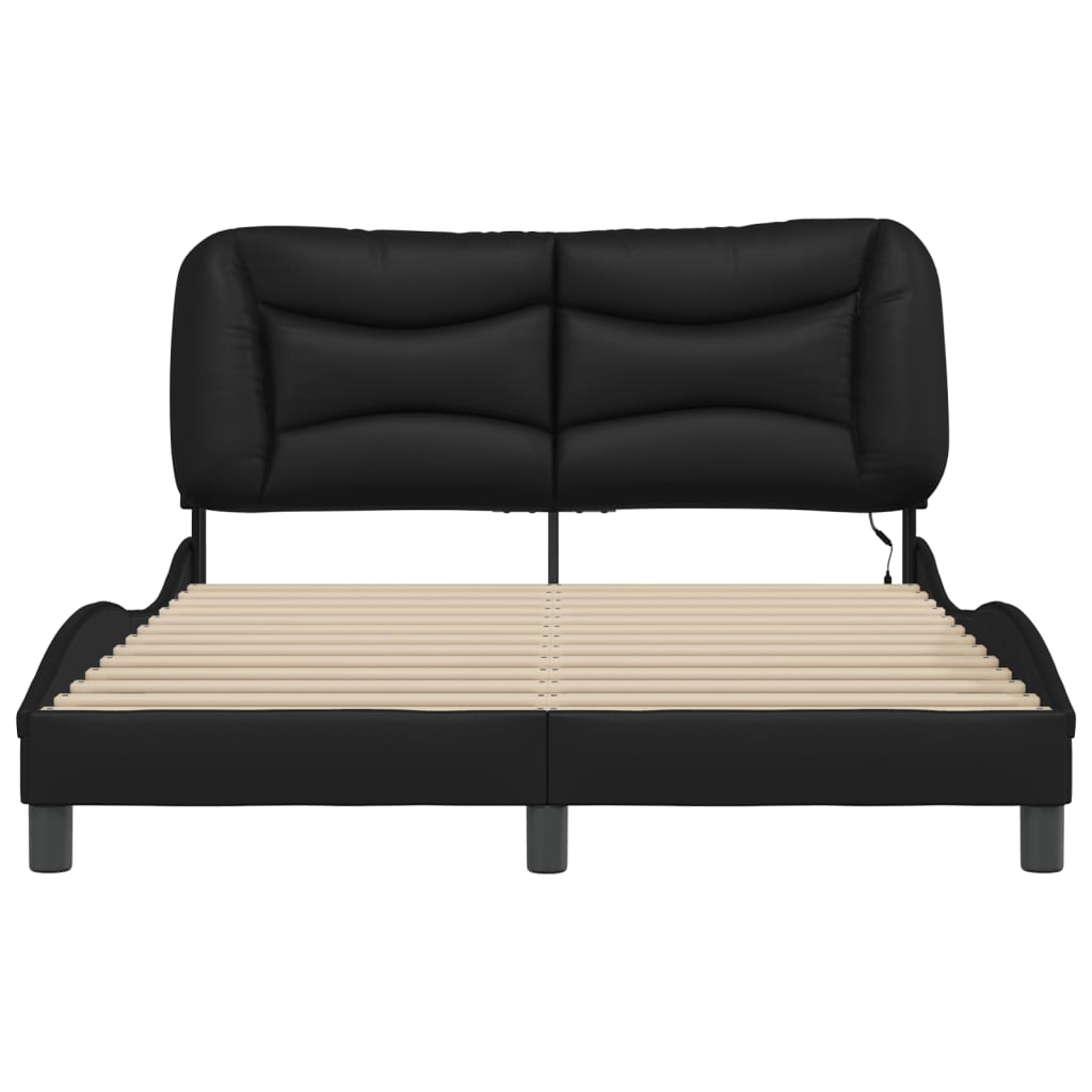 Cadre de lit avec LED sans matelas noir 140x190 cm - XIOS