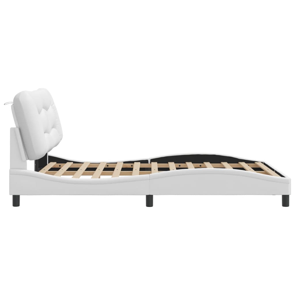 Cadre de lit avec LED sans matelas blanc 140x190 cm - XIOS