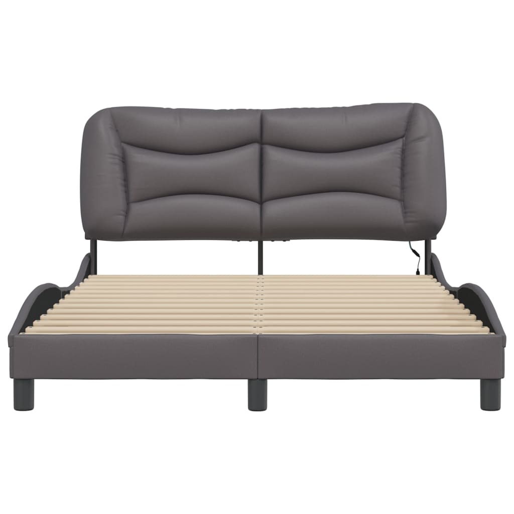 Cadre de lit avec LED sans matelas gris 140x190 cm - XIOS
