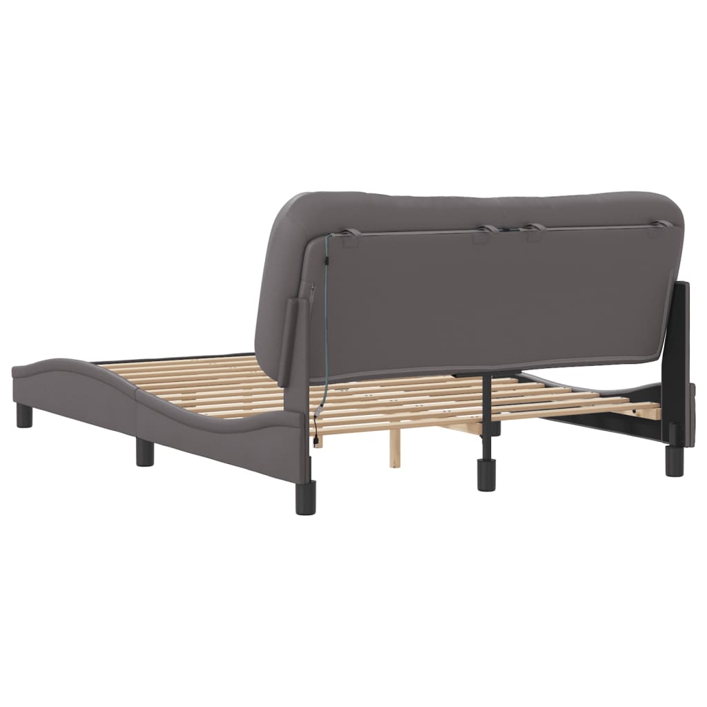Cadre de lit avec LED sans matelas gris 140x190 cm - XIOS