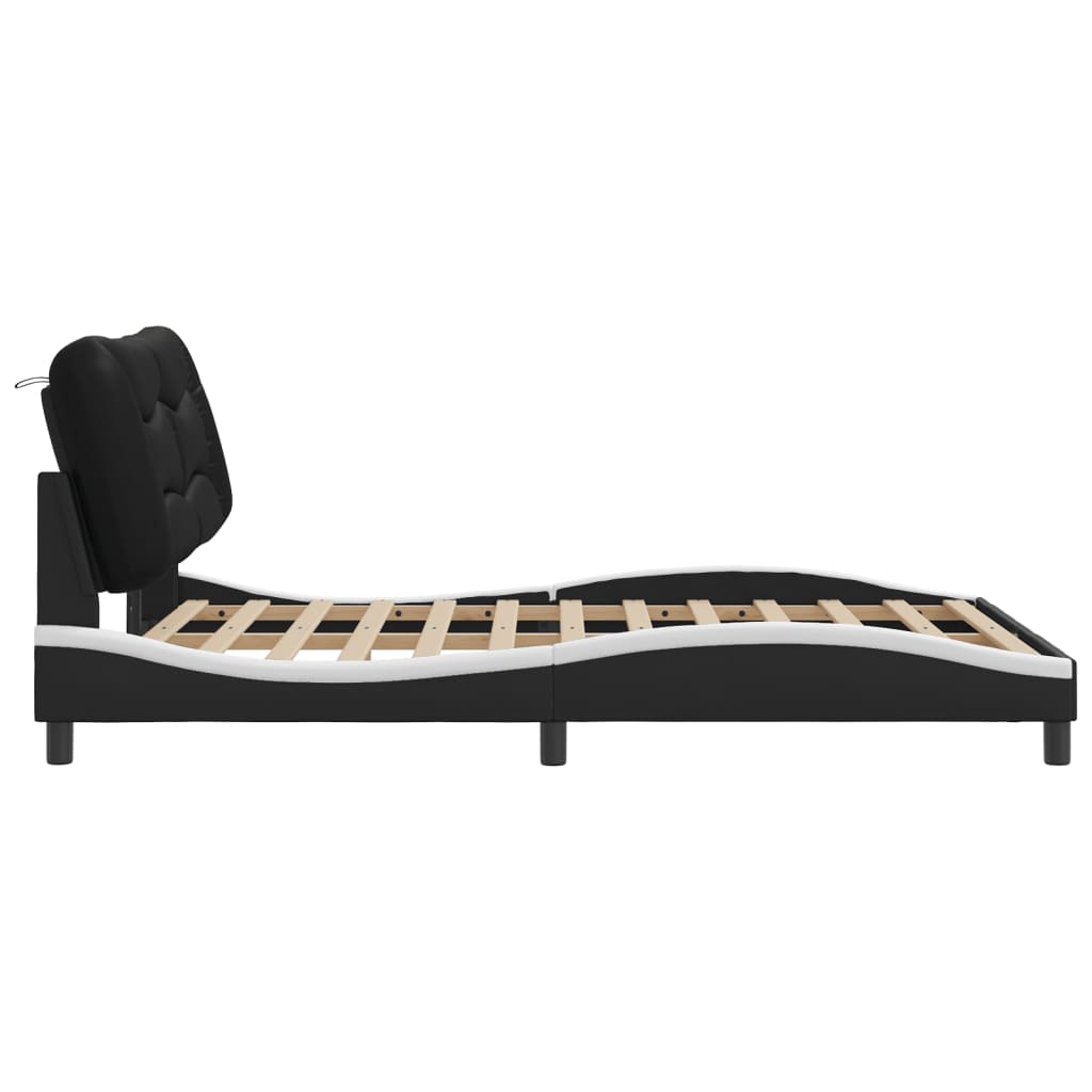 Cadre de lit avec LED sans matelas noir et blanc 140x190 cm - XIOS