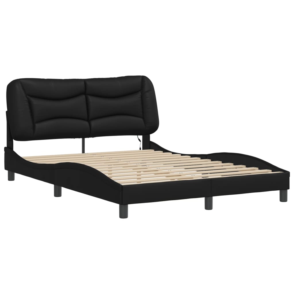 Cadre de lit avec LED sans matelas Hvar noir 140x200 cm