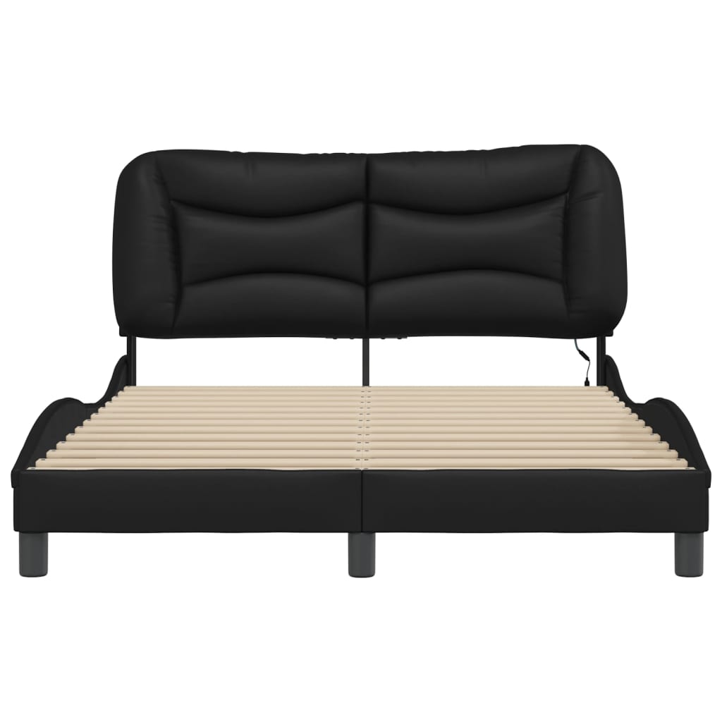 Cadre de lit avec LED sans matelas Hvar noir 140x200 cm
