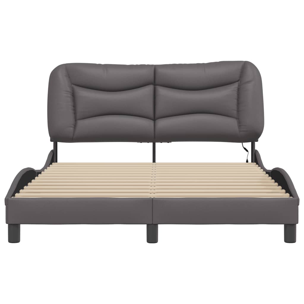 Cadre de lit avec LED sans matelas Hvar gris 140x200 cm