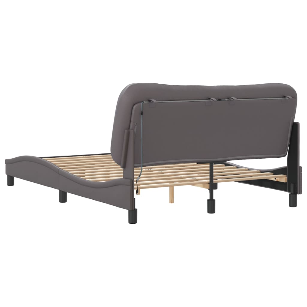 Cadre de lit avec LED sans matelas Hvar gris 140x200 cm