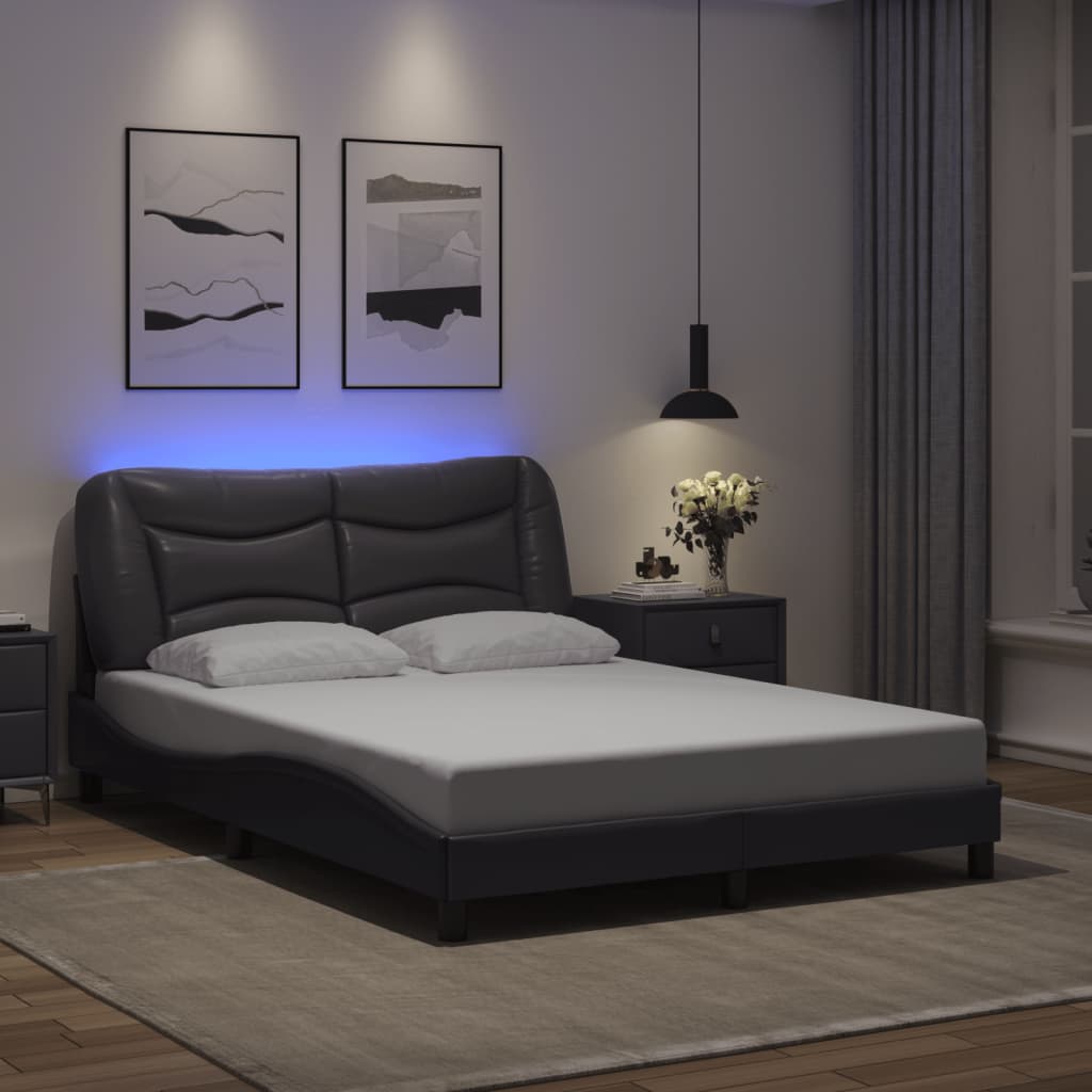 Cadre de lit avec LED sans matelas gris 140x200 cm - XIOS