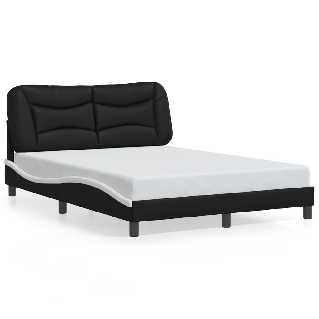 Cadre de lit avec LED sans matelas Hvar noir et blanc 140x200 cm