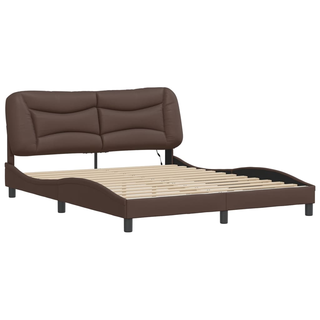 Cadre de lit avec LED sans matelas marron 160x200 cm - XIOS
