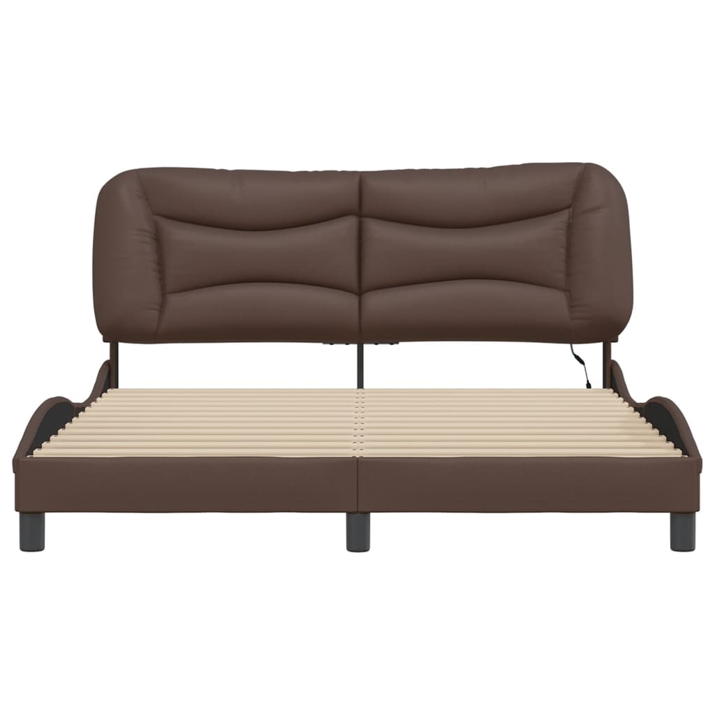 Cadre de lit avec LED sans matelas marron 160x200 cm - XIOS