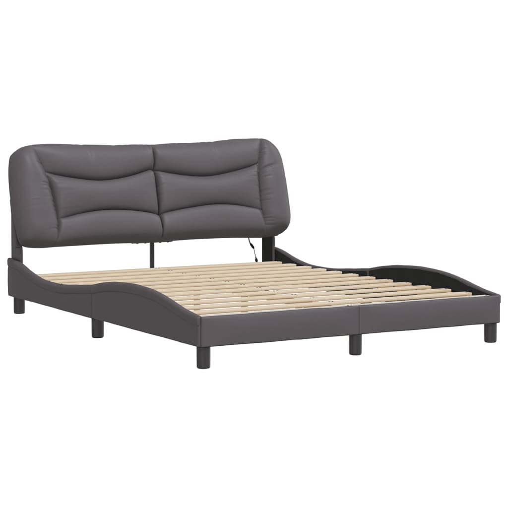 Cadre de lit avec LED sans matelas gris 160x200 cm - XIOS