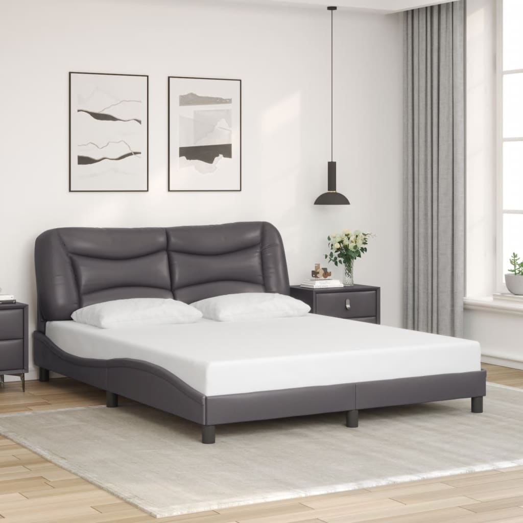 Cadre de lit avec LED sans matelas gris 160x200 cm - XIOS