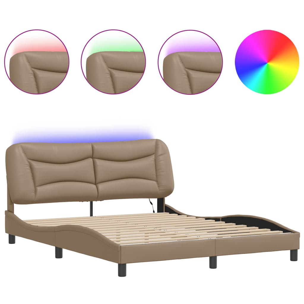 Cadre de lit avec LED sans matelas Hvar cappuccino 160x200 cm - XIOS