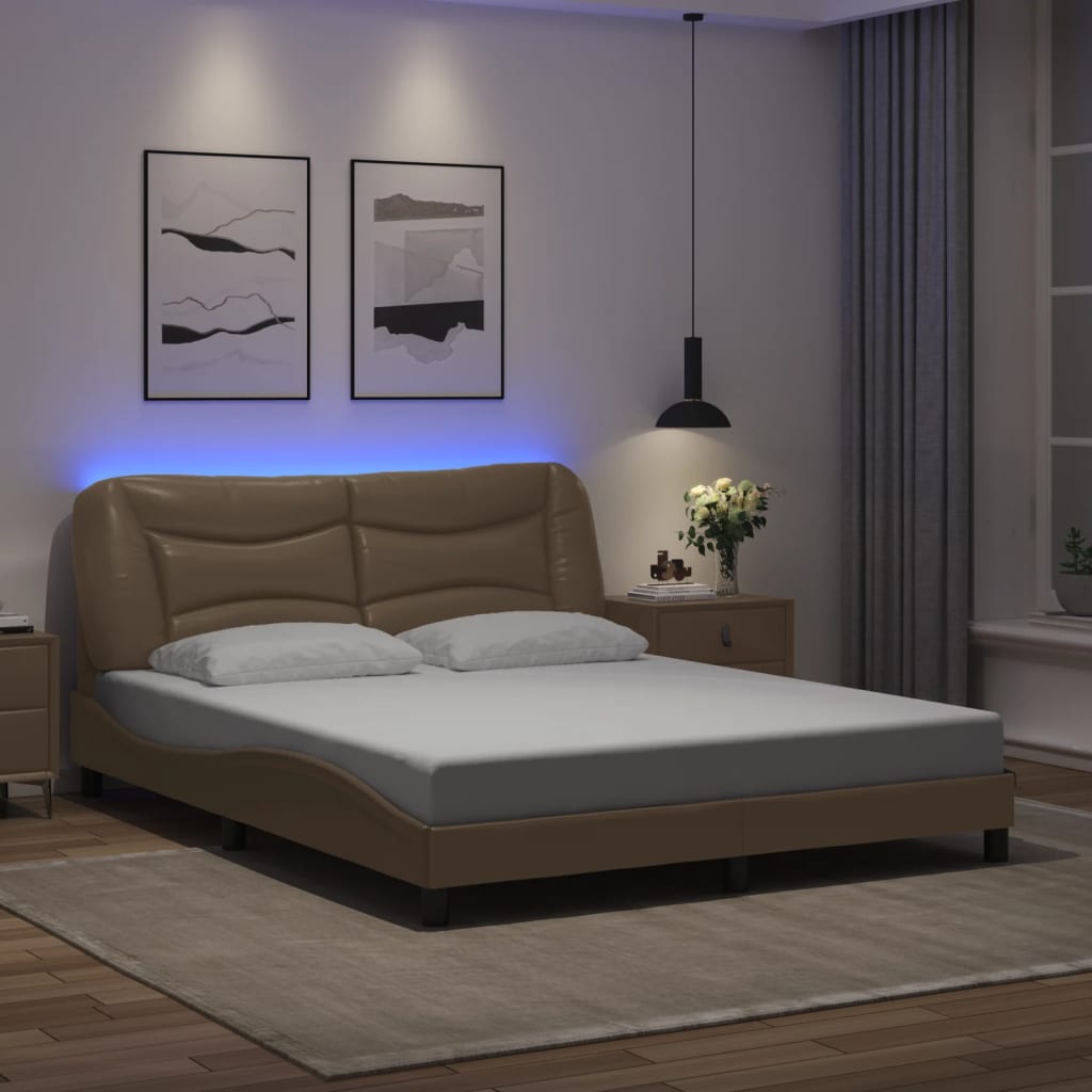 Cadre de lit avec LED sans matelas Hvar cappuccino 160x200 cm - XIOS